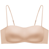 Maniform Comfortable Wireless Glossy Seamless Bandeau Bra Versatile Underwear Womens Removable Strap Bra