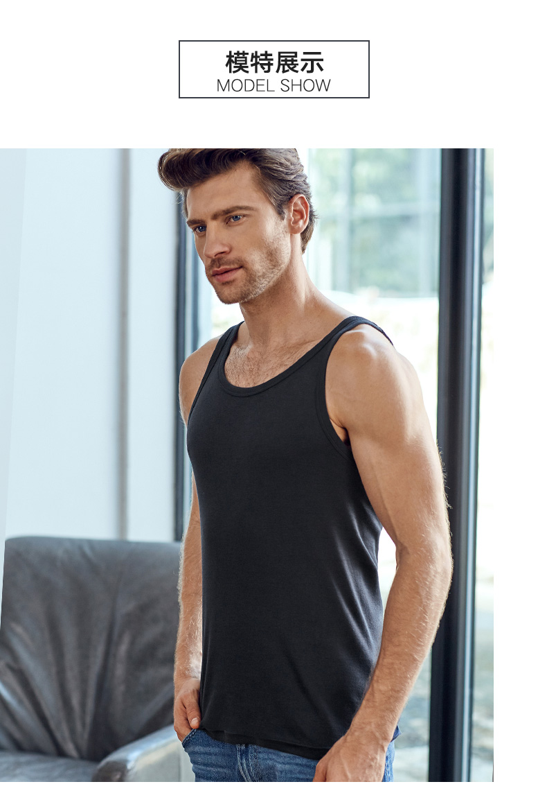 Manifin 2 Pack Men Cổ tròn Vest Vest Áo thun không tay Casual Joker Top Men áo lót cho con bú
