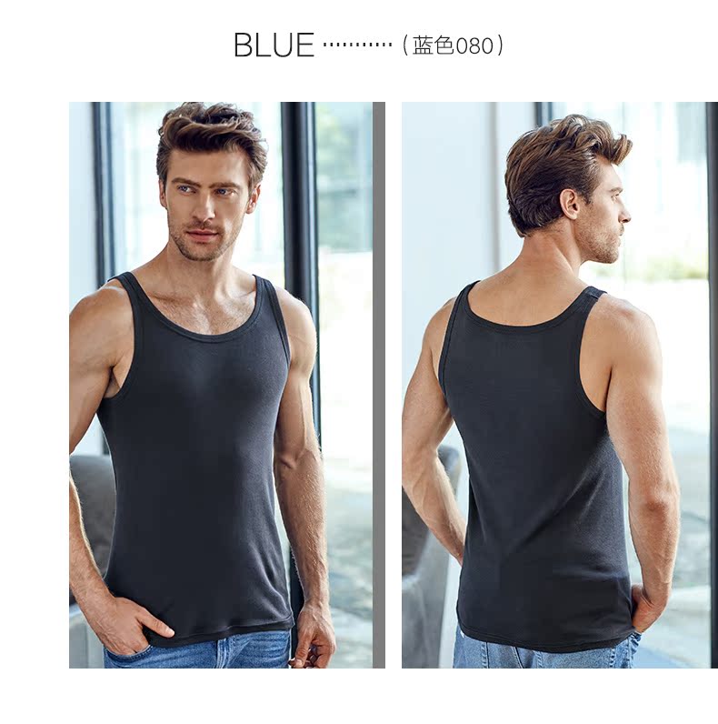 Manifin 2 Pack Men Cổ tròn Vest Vest Áo thun không tay Casual Joker Top Men áo lót cho con bú