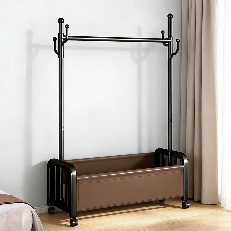 Clothes Rack, Floor-Standing, Thickened Carbon Steel, Movable, for Bedroom, Storage at the End of the Bed, for Hanging Clothes, Simple Household Hanger Clothes Rack, Floor-Standing, Thickened Carbon Steel, Movable, for Bedroom, Storage at the End of the Bed, for Hanging Clothes, Simple Household Hanger