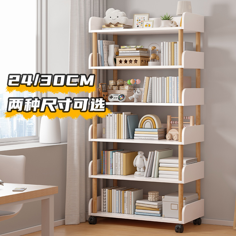 Shelf-floor multilayer mobile bookshelves Home storage Shelves Bedrooms Easy with wheel bookcase Living room shelves-Taobao