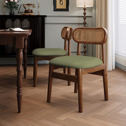 Dining Chair Antique 2025 New arrival For Home Retro Green Chair Stool Solid Wood Backrest Chair Rattan Chair Dining Table and Chair