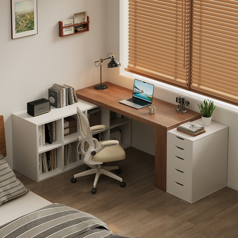 Medieval-Style Corner Desk, Bedroom Study Table, Bookcase and Bookshelf Integrated, Adult Home Office L-Shaped Computer Desk Medieval-Style Corner Desk, Bedroom Study Table, Bookcase and Bookshelf Integrated, Adult Home Office L-Shaped Computer Desk