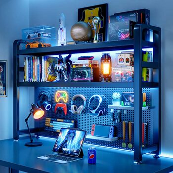 Desktop rack gaming style room decoration computer desk perforated board bookshelf home desk multi-layer storage layer