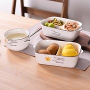 hộp cơm điện bear dfh – s2123 Picnic trái cây salad với nhân viên văn phòng với nắp hộp ăn trưa bằng gốm tấm lưới bát sứ lò vi sóng hình chữ nhật - Hộp cơm điện sưởi ấm ủ cơm cắm điện