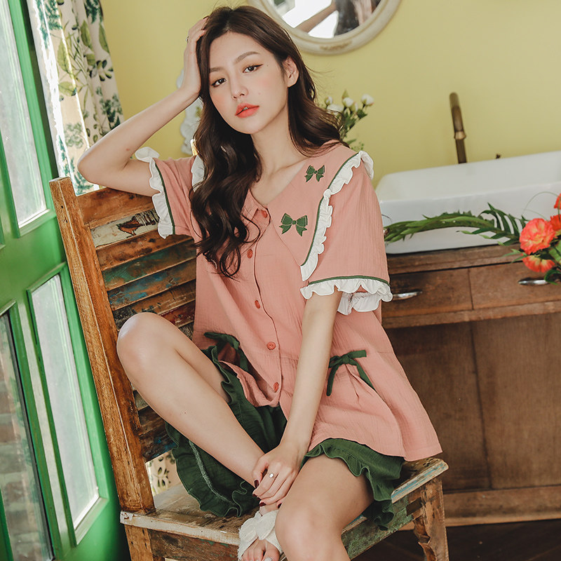 Ethnic Maz Pyjamas Woman Summer Slim pure cotton short sleeves 2022 New all-cotton cloth summertime Home Residence Suits