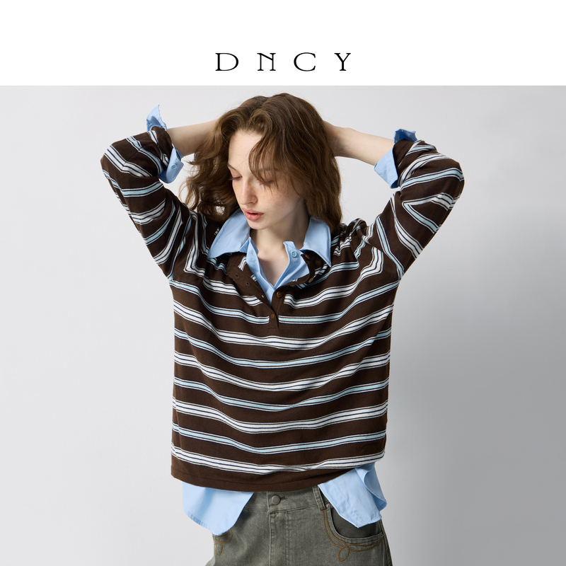 Dncy Lazy Style Striped Lazy Knit Sweater Autumn/Winter New Striped Polo Knit Sweater Wool Sweater Dncy Lazy Style Striped Lazy Knit Sweater Autumn/Winter New Striped Polo Knit Sweater Wool Sweater