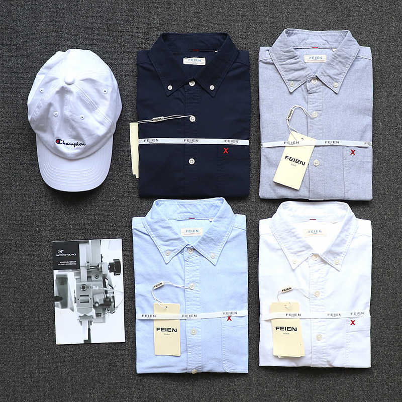 Classic reproduction patch elbow cloth patch repair program cotton Oxford spinning men's autumn foreign trade new shirt T4135