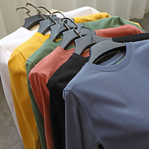 Self-reserved five-piece autumn new mens solid color round neck pullover long-sleeved T-shirt All-match top bottoming shirt T4652