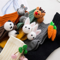 Cartoon Socks Children Cute South Korea Solid Animals Midbarrel Socks Spring Autumn Season Pure Cotton Korean Version College Wind Stockings