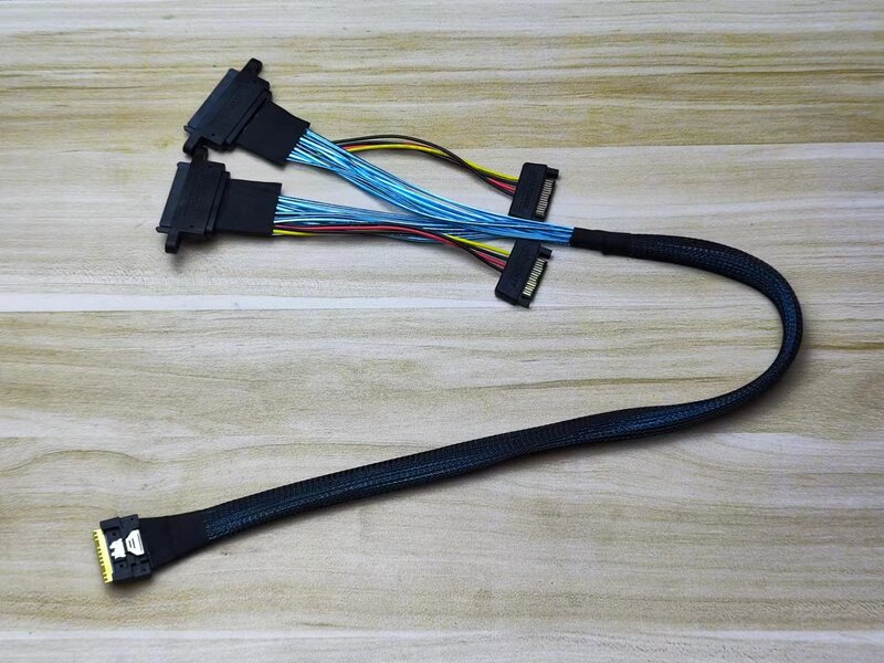 Slimsas Sff-8654 8I to One-To-Two Nvme U.2 U2 Sff-8639 Hard Drive Data Cable Slimsas Sff-8654 8I to One-To-Two Nvme U.2 U2 Sff-8639 Hard Drive Data Cable