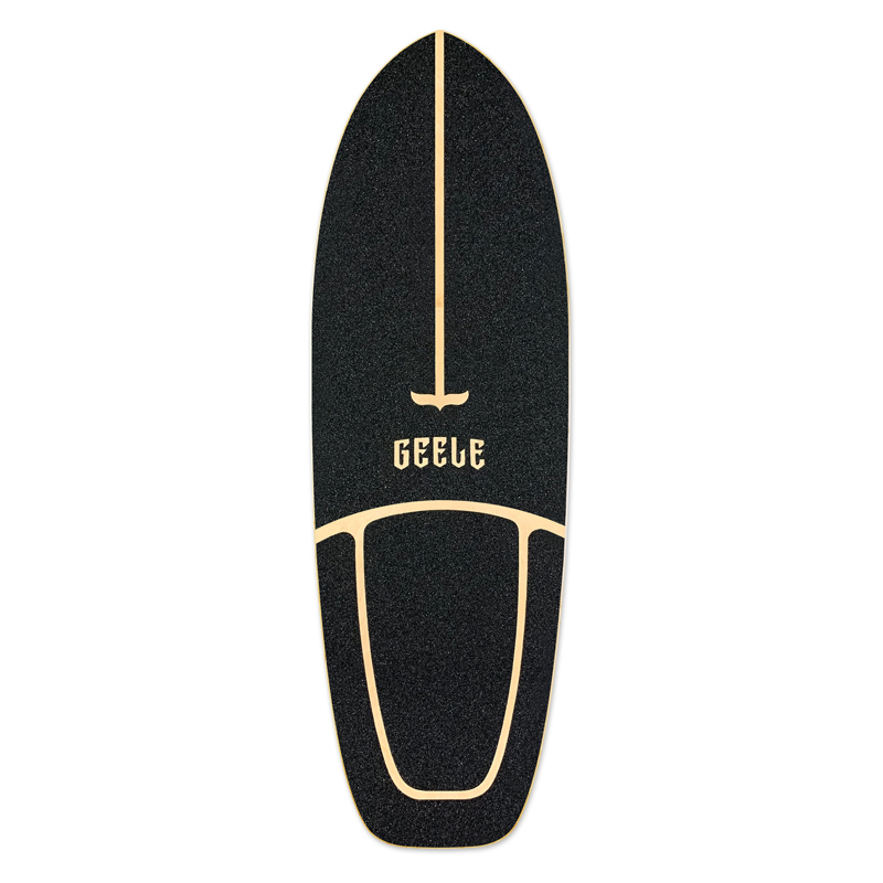 Geele Land Surfboard Single-Camber Fish Board Maple Deck Natural Wood Street Board Wooden Professional Deck