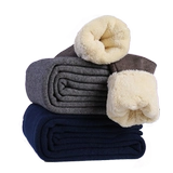 Мужские шерстяные удерживающие тепло флисовые бархатные зимние штаны, увеличенная толщина, для среднего возраста, высокая талия