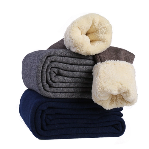 Мужские шерстяные удерживающие тепло флисовые бархатные зимние штаны, увеличенная толщина, для среднего возраста, высокая талия