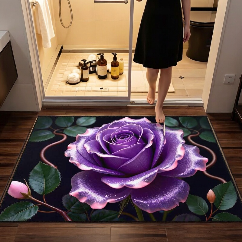 3D Stereo Purple Rose Diatom Mud Bathroom Floor Mat, Household Non-Slip, Water-Absorbent, Quick-Drying Foot Mat, Bathroom Door Mat 3D Stereo Purple Rose Diatom Mud Bathroom Floor Mat, Household Non-Slip, Water-Absorbent, Quick-Drying Foot Mat, Bathroom Door Mat