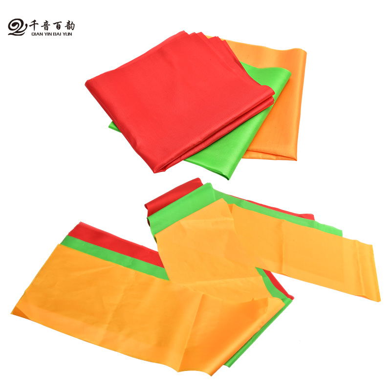 Waist drum square scarf long silk dance silk yangko red ribbon ribbon big red silk ribbon ribbon red, yellow and green square scarf