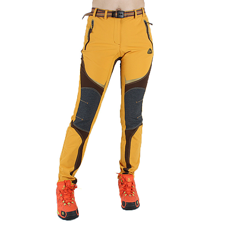 Outdoor punching pants woman waterproof spring autumn quick dry pants abrasion resistant elastic quick dry hiking hiking climbing pants with yellow long pants