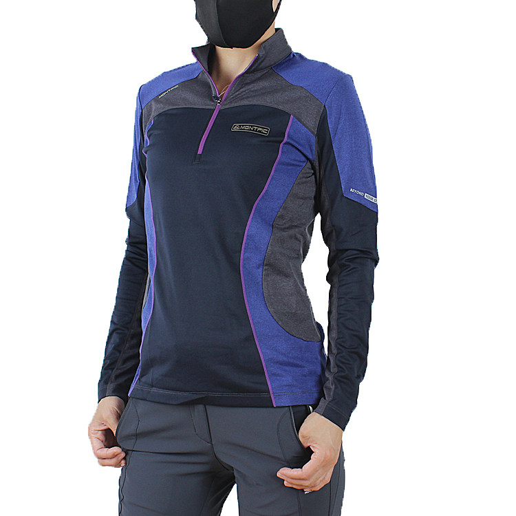 Spring Autumn Season Outdoor Long Sleeve Speed Dry T-shirt Woman Sashimi Collar Necklace Jersey Elastic Quick Dry Hiking Mountaineering Clothes Breathable