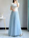 Gentle Style Blue Chiffon Skirt for Women Summer Elastic Waist Asymmetrical Large Hem Long Skirt Super Fairy Draped Umbrella Skirt