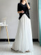 White Pleated Chiffon Skirt for Women, Mid-Length Skirt, Summer Long Loose Skirt with a Large Hem, Drapey Fairy Pleated Skirt