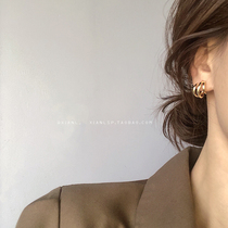 Korean retro temperament earrings female 2021 New Tide Cold wind advanced earrings ear Net Red simple jewelry