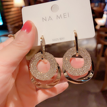Korean advanced temperament circle diamond earrings female 2021 New Net Red fashion cold wind earrings earrings earrings