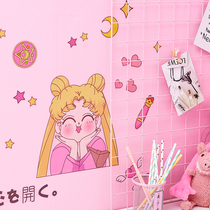 Pink girl heart cute cartoon ins Wind self-adhesive wallpaper creative room bedroom wall decoration sticker wallpaper