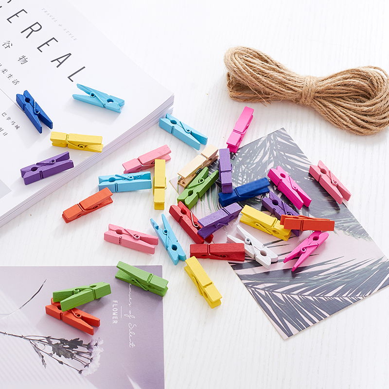 Photo clip hemp rope clip photo clip creative log clip hanging decoration photo wall note clip dormitory desktop folder