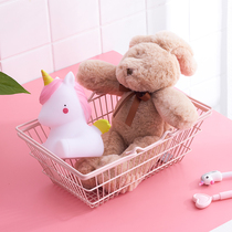 ins Wind pink wrought iron basket cosmetics storage basket desktop storage basket rack pink shooting ornaments