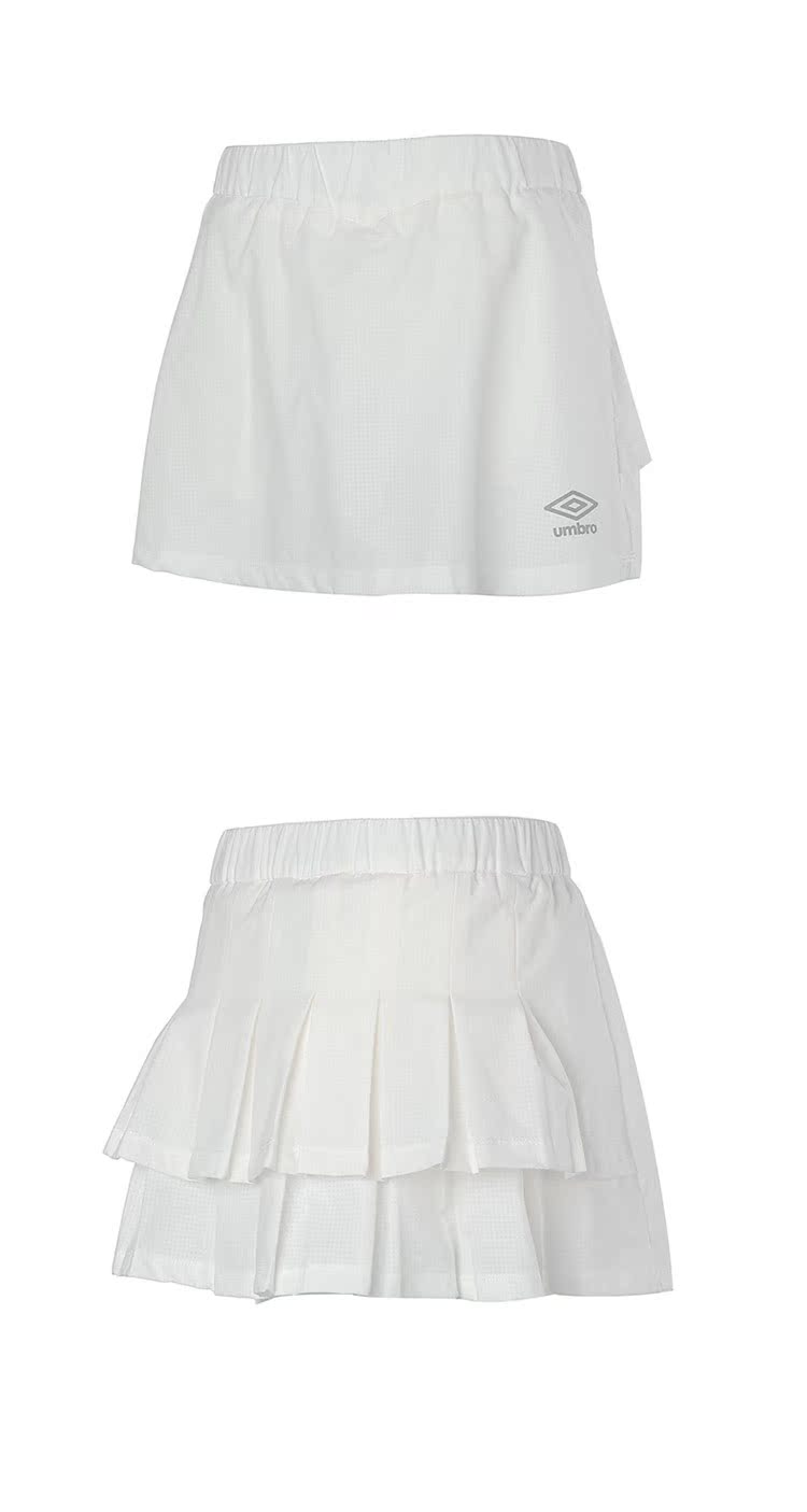 Umbro UMBRO của phụ nữ rung mạng âm thanh màu đỏ thể thao và giải trí Váy của phụ nữ màu rắn xếp nếp Một từ váy thể thao váy trắng nữ quần áo the thao nữ ngắn