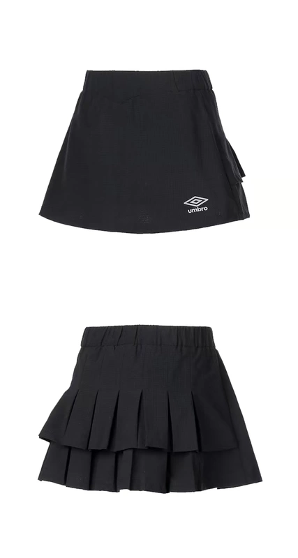 Umbro UMBRO của phụ nữ rung mạng âm thanh màu đỏ thể thao và giải trí Váy của phụ nữ màu rắn xếp nếp Một từ váy thể thao váy trắng nữ