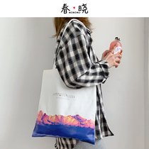 Chunxiao excellent look at INS printed canvas package female Han Edition large capacity single shoulder bag bag