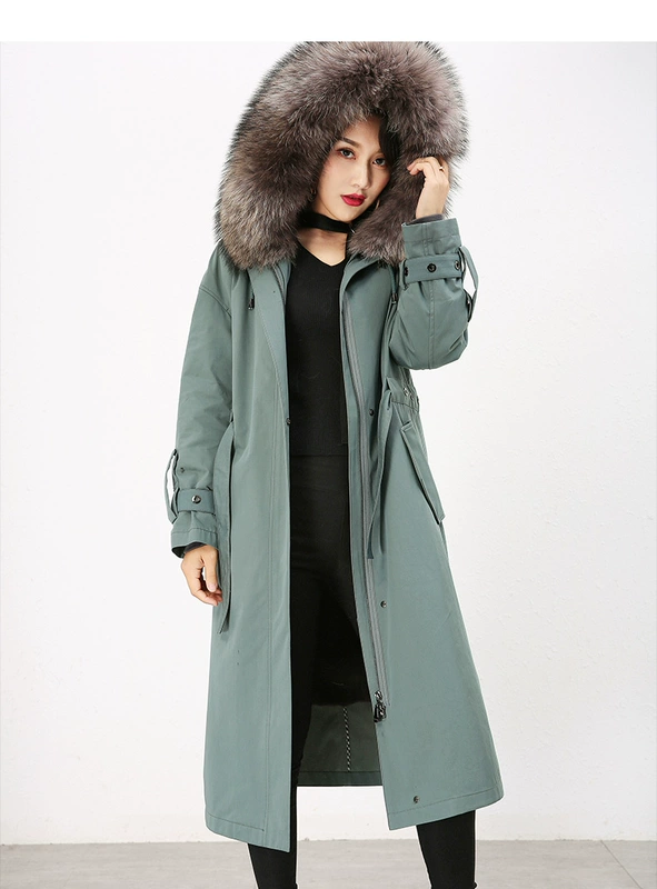 Yinger Poem Winter School Vượt qua Nữ Thỏ Fur liner Ren Raccoon Hair Parker Fur - Faux Fur