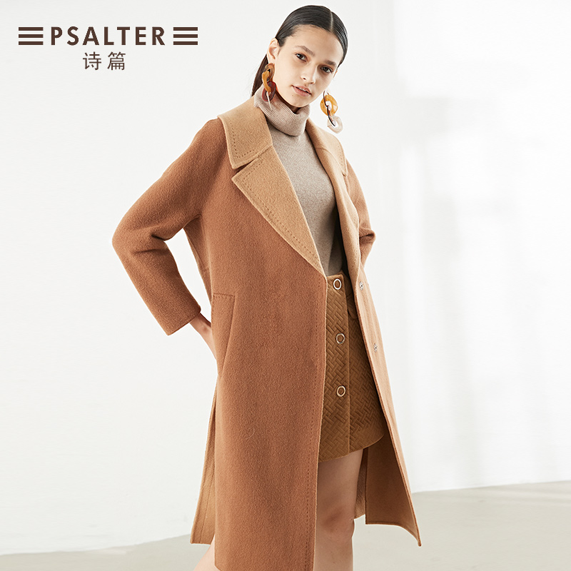 Len Coat 2018 Winter New Commuter đúp mặt Thánh Vịnh cho phụ nữ Long Loose tóc Eday