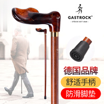 German imports upscale old man wooden crutches solid wood tap cornerback cane anti-slip inflection cherry color inflection