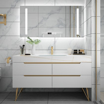 Light luxury Rock board bathroom cabinet combination smart mirror cabinet wash hand wash face basin floor standing solid wood wash toilet toilet