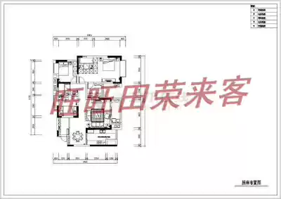 (Chongqing)Zhongjiao Lijing modern American three-room two-hall decoration design and construction cad drawings