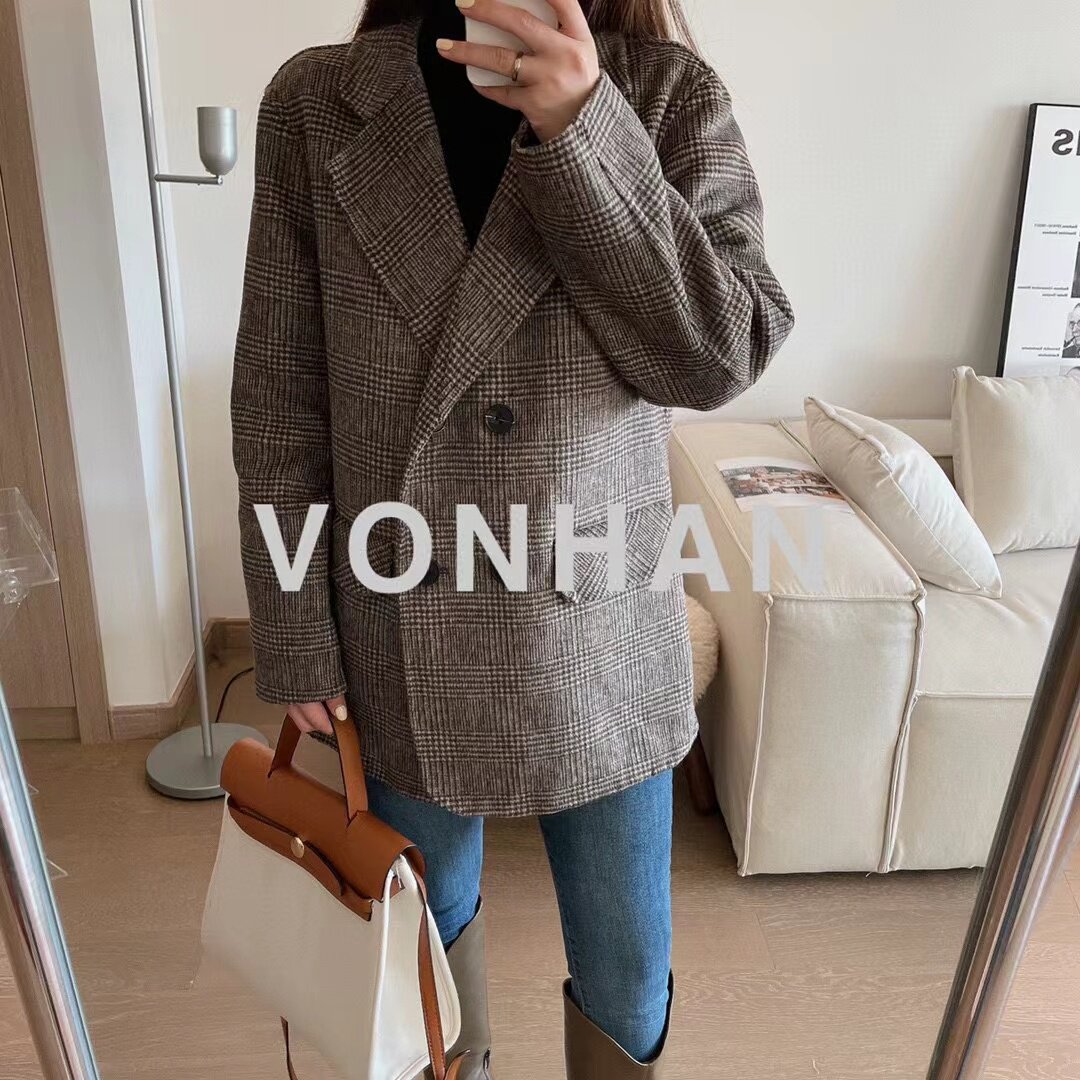 反季清仓 羊毛呢大衣女士通勤西装款 图5