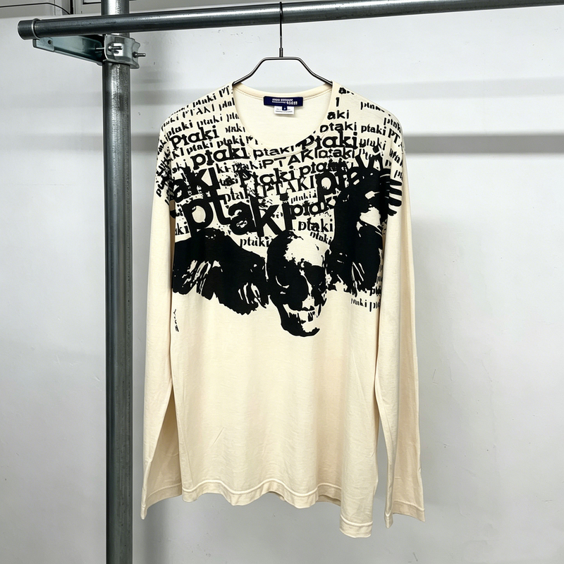 Independent Brand 17Ss Junya Watanabe'Ptaki' Longsleeve Black and White Skull Print Long-Sleeve T-Shirt