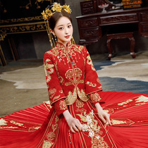 Xiuhe dress bride 2021 new wedding dress Chinese female dragon and phoenix coat toast suit Summer Xiuhe little man
