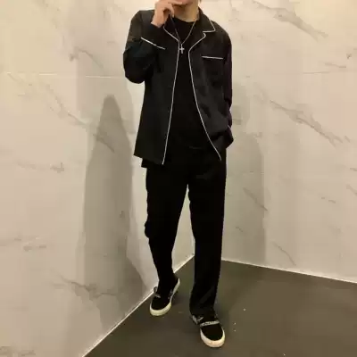 ROOLRREN 20ss extravagant lazy young son summer high street loose light copper ammonia silk shirt coat