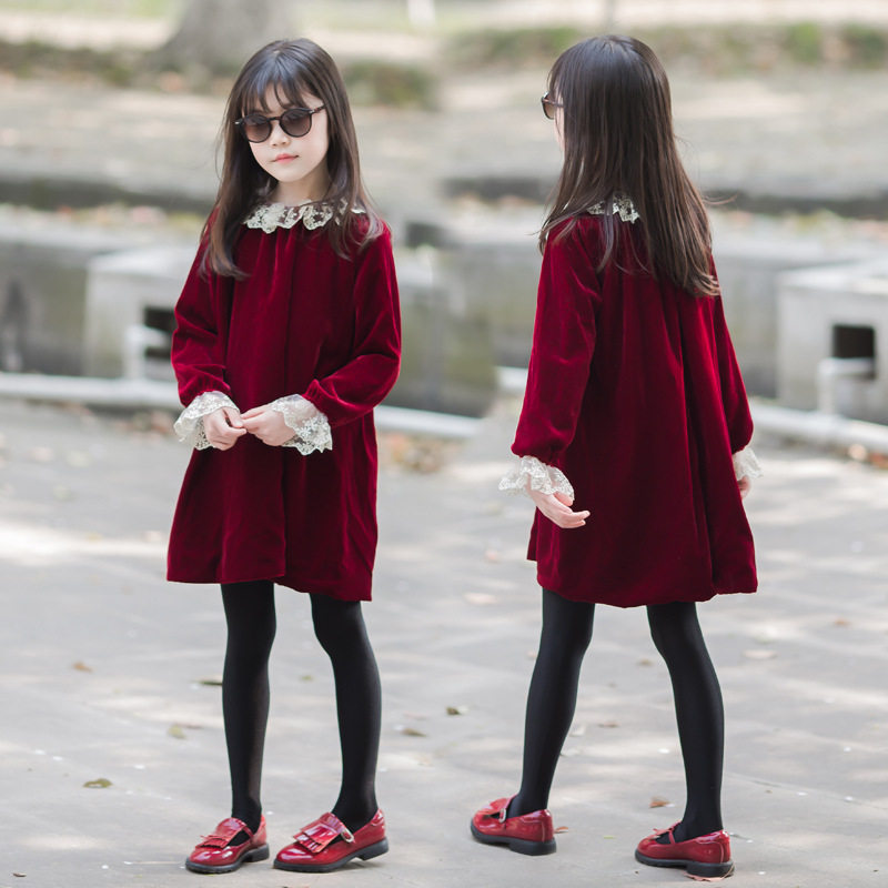 British next sara girl dress 2022 spring and autumn new Korean version of children's fashion foreign style princess skirt