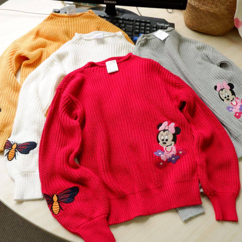 Foreign trade girl embroidery outside wearing thin shoulder radish sleeve autumn fur coat 120-150 