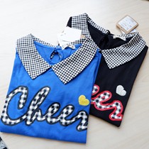 Day single girl Spring and Autumn long sleeve shirt lapel T-shirt 140-150