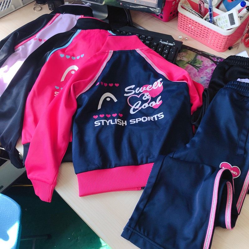 11661 Girls spring and autumn quick-drying zipper jacket sports trousers suit 110-130