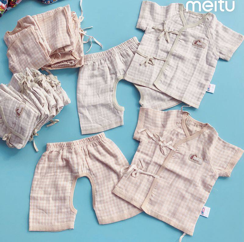 Organic Pure Cotton Double Layer Gauze Baby Summer Short Sleeve Shorts 2 Pieces Suit 52-59cm