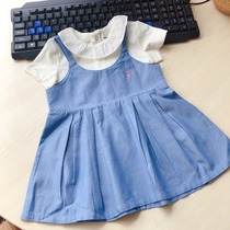 Bala 026570 Girls Spring Summer Short Sleeve T-shirt with suspenders denim skirt set 73 yards