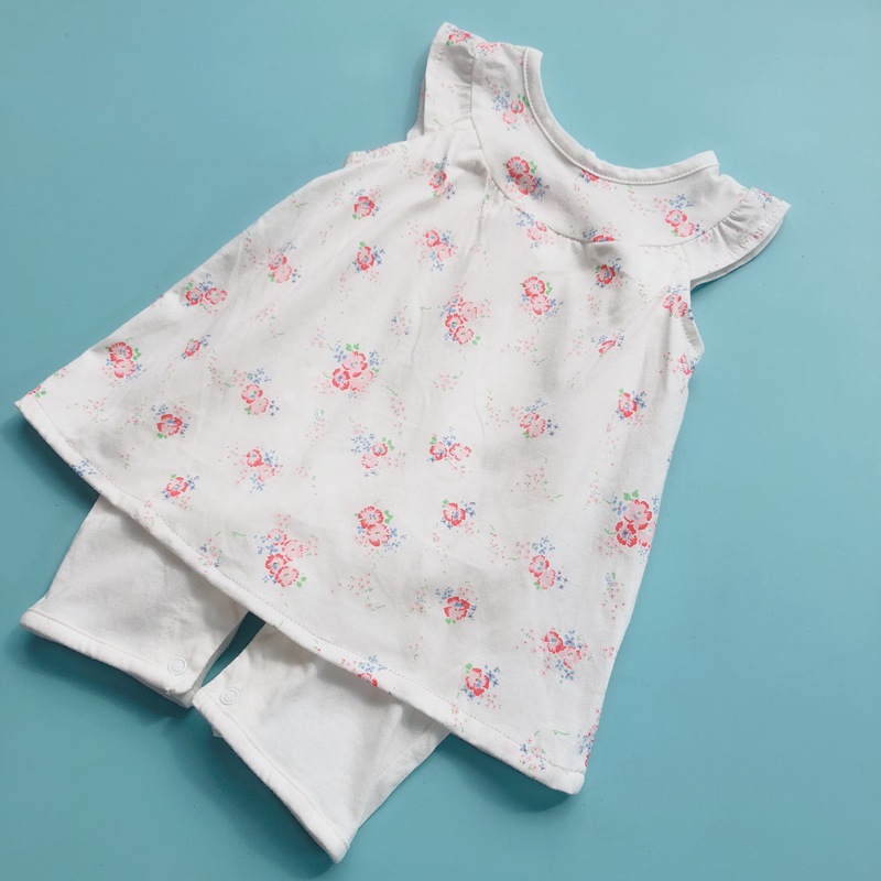 Small fresh flower fake two-piece cotton baby girl jumpsuit