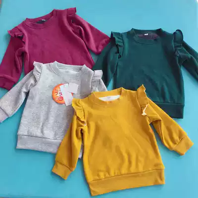 Girls ' day single autumn and winter one-piece velvet ruffle sweater 80-130cm