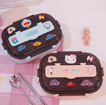 Cartoon Kitty Jingle 304 stainless steel lunch box Lunch box Student separation type office worker lunch box with tableware